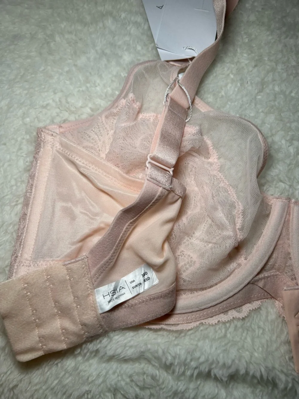 HSIA Lace Underwire Bra 38D Light Pink NEW